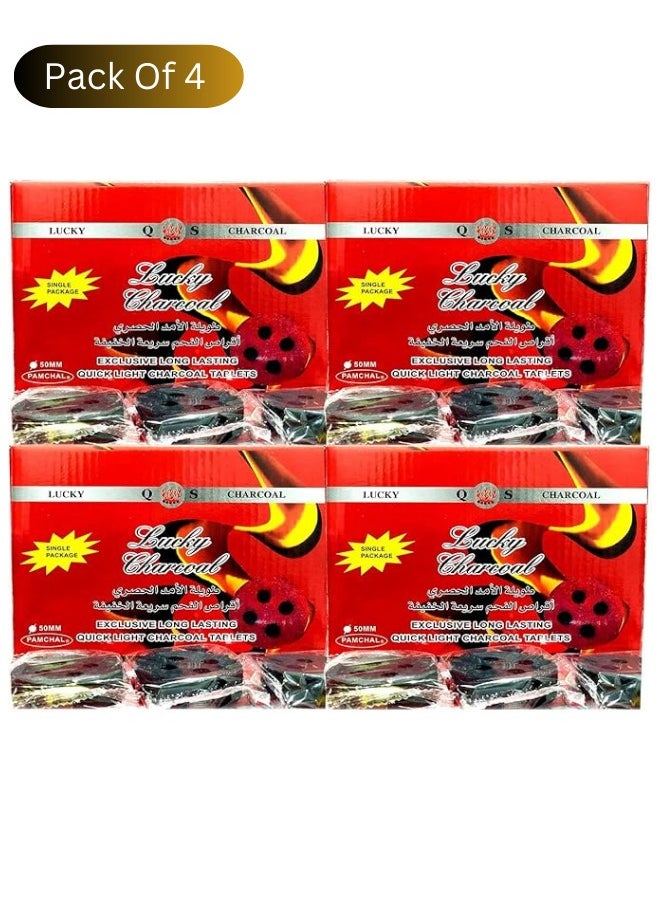 لاكي علبة فحم مكونة من 4 علب تابلت شاركول لايت الذكية بخور 50 ملم كومبو ست أحمر LUCKY-4P  - Image 1