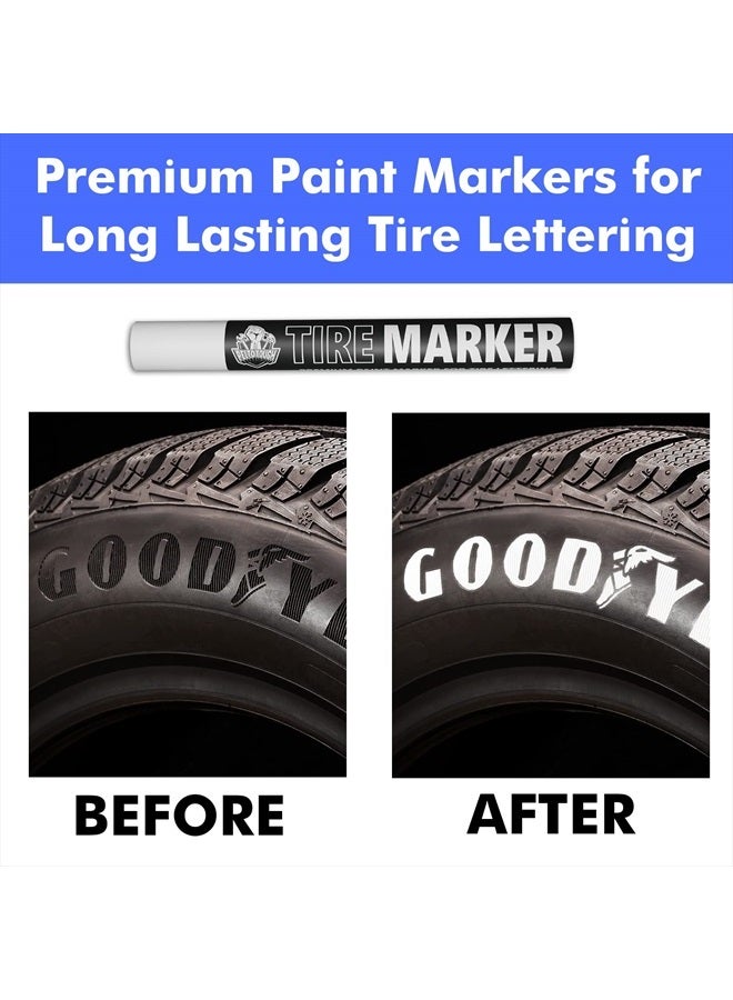 Pelto White tire Paint Marker for Car Tire Lettering - 4 Pack - Permanent Tire Paint Pens with Weatherproof Ink Designed to Last on Car Tires and Many Other Materials - Image 2