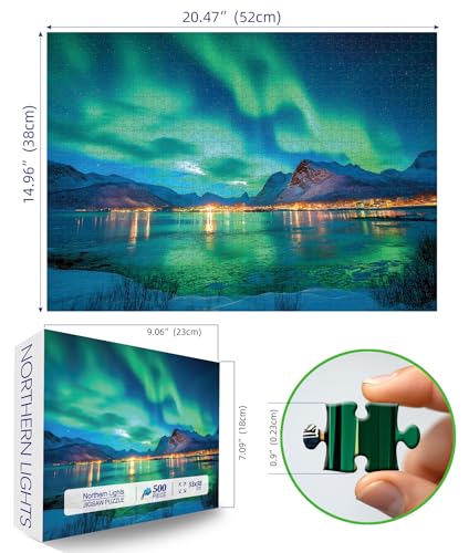 MINIWAN Northern Lights 500 Piece Puzzles for Adults Aurora Nature Landscape Jigsaw Puzzles Family Challenging Mountain Lake Scenery Puzzles 21x15 - Image 5