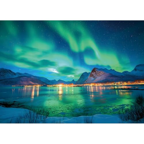 MINIWAN Northern Lights 500 Piece Puzzles for Adults Aurora Nature Landscape Jigsaw Puzzles Family Challenging Mountain Lake Scenery Puzzles 21x15 - Image 1