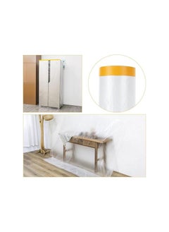 PROMASS Tape and Drape 1.8M x 20M Pre-Taped Masking Film Plastic Painting Drop Sheeting Roll Masking Paper with Tape Prevent Dust Paint Cover for Furniture,Wardrobe,Floor,Bed,Car  - Image 2