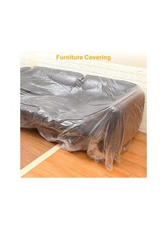 PROMASS Tape and Drape 1.8M x 20M Pre-Taped Masking Film Plastic Painting Drop Sheeting Roll Masking Paper with Tape Prevent Dust Paint Cover for Furniture,Wardrobe,Floor,Bed,Car  - Image 4