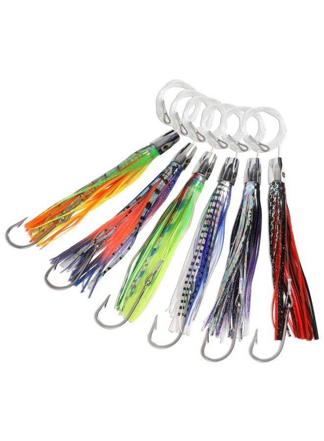 OCEAN CAT Saltwater Trolling Lure for Marlin Tuna Mahi Dolphin Durado Wahoo Trolling Lures Free Mesh Bag Offshore Big Game Lures (6.5 in - Weighted Head - 6pcs) - Image 2