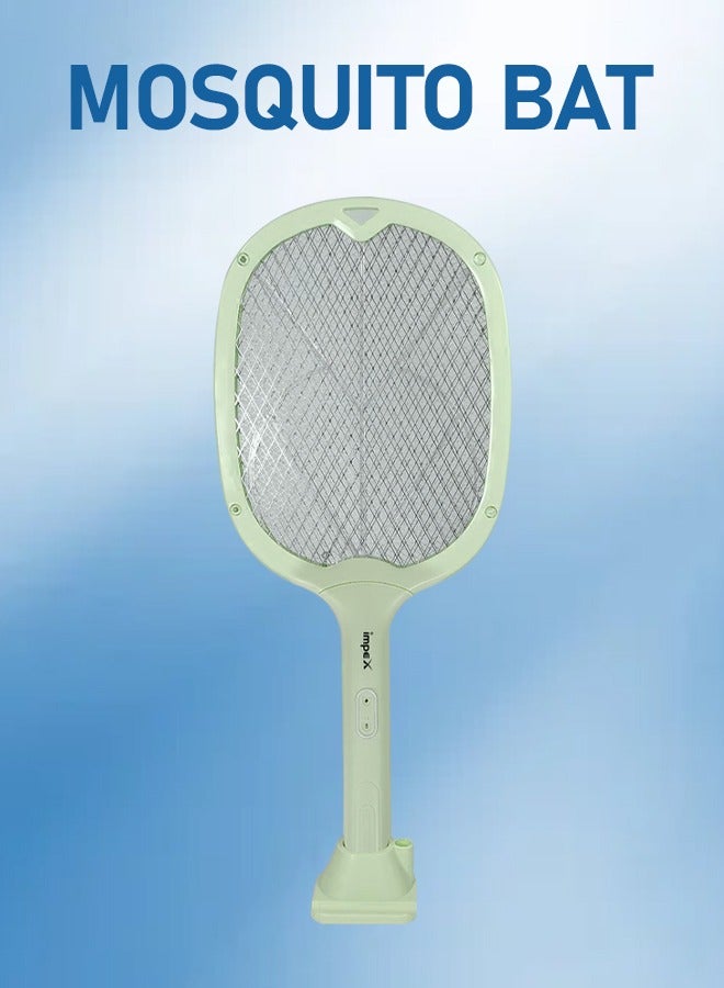 إمبكس مضرب/مضربة البعوض الكهربائية القابلة لإعادة الشحن Impex IKB 01 مع بطارية ليثيوم 1200 مللي أمبير في الساعة، ودائرة عالية الجهد، ومصباح LED مزدوج، وشحن USB، وحامل قاعدة، يتميز بشبكة ثلاثية الطبقات وتشغيل بمفتاح مزدوج - Image 1