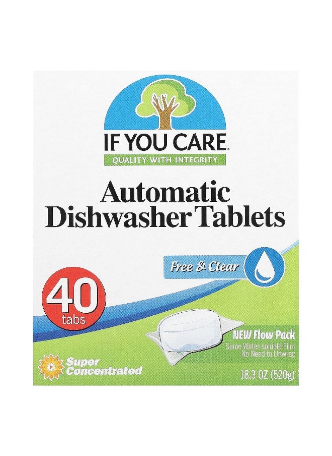 If you care If You Care, Automatic Dishwasher Tablets, Free & Clear, 40 Tabs, 18.3 oz (520 g)  - Image 1