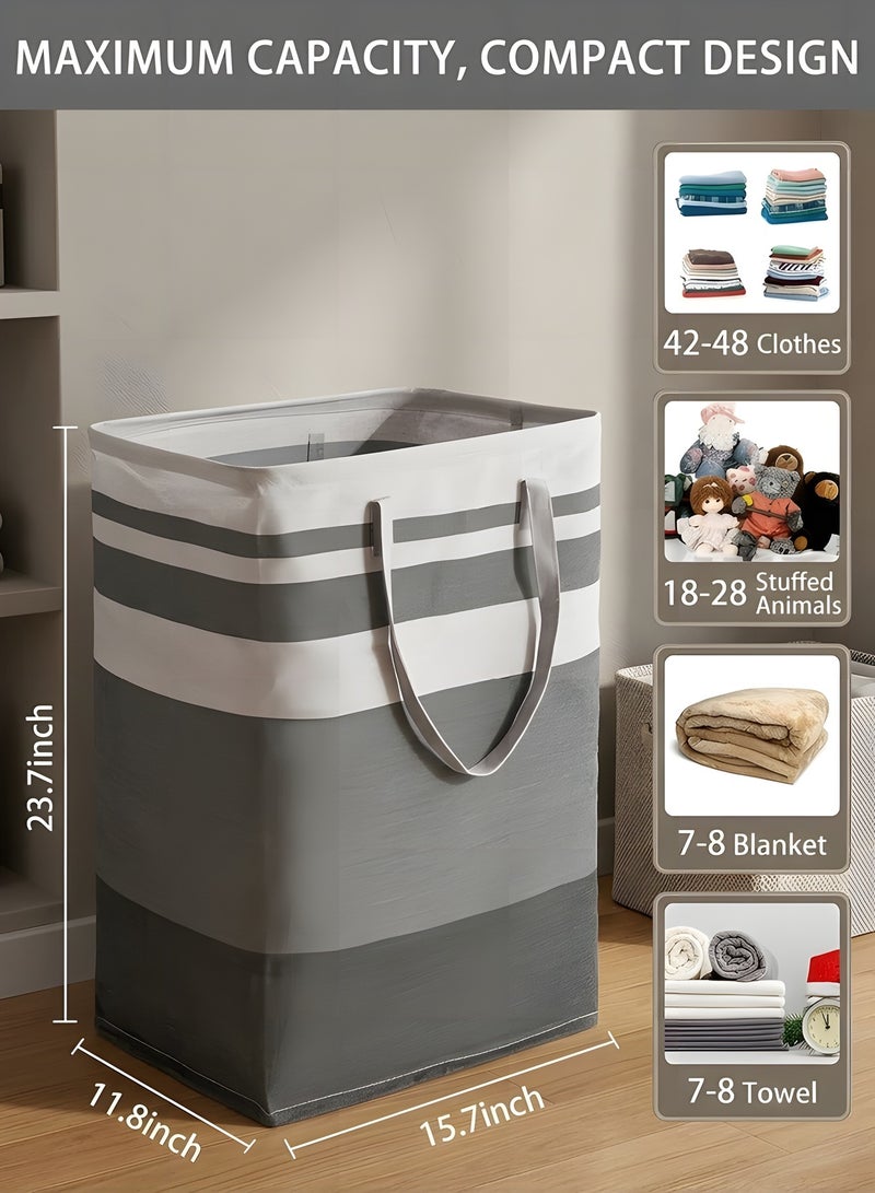 2-Pack Laundry Basket 75L, Waterproof, Freestanding Laundry Hamper, Collapsible Tall Clothes Hamper with Extended Handles for Clothes Room Bedroom Bathroom Dorm(Gradient Grey) - Image 3