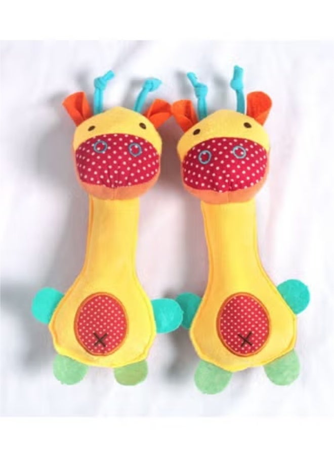 جبيه عصي خشخيشة يد محشوة كرتونية محشوة على شكل حيوان محشو ناعم للأطفال الصغار - Image 2