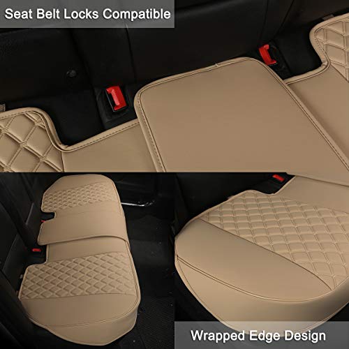 Black Panther Luxury PU Leather Rear Car Seat Cover Adjustable Length (49-55'') Back Bench Seat Protector Fits 90% Standard Two-seat Rear Row, for Seat Bottom Only, Triangle Quilted Design, Gray - Image 3