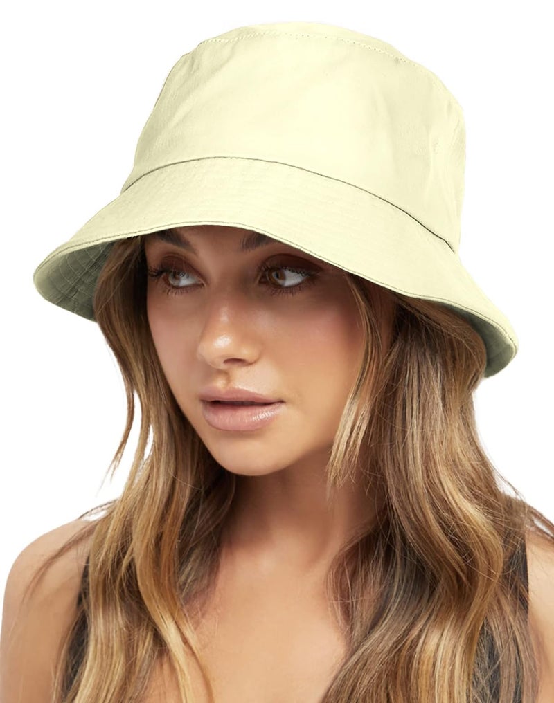 NORTHWIND Cotton Bucket hat for Women, Bucket hat for Men, Beach hat for Women, Sun Protection Cap for Man, Round hat for Men (Cream) - Image 1