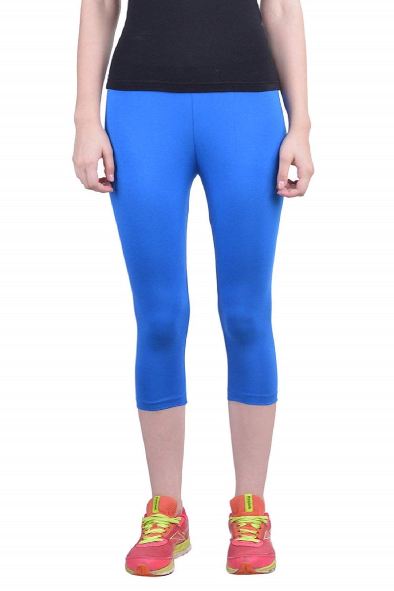 FEELBLUE Premium Cotton Strechable Women's Casual/Gym/Sports 3/4th Capri (Free Size) Combo Pack of 5 (PgreenRedRoyalFiroziYelow) - Image 5