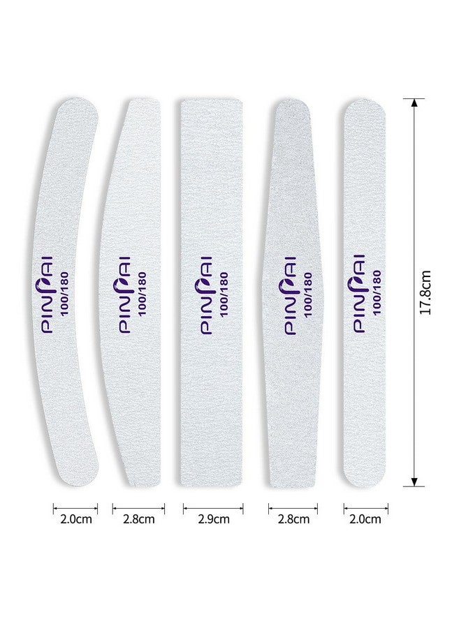 Pinpai 20 Pcs Professional Nail Filers 100/180 Grit In 5 Different Shapes - Image 3