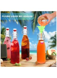 SKYLINK 8Pack 16oz Glass Bottles with Flip-Top Lids – Leakproof Reusable Storage Bottles for Juice, Water, Oil, Smoothies – Includes Funnels, Labels & Extra Seals  - Image 5