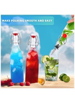 SKYLINK 8Pack 16oz Glass Bottles with Flip-Top Lids – Leakproof Reusable Storage Bottles for Juice, Water, Oil, Smoothies – Includes Funnels, Labels & Extra Seals  - Image 4