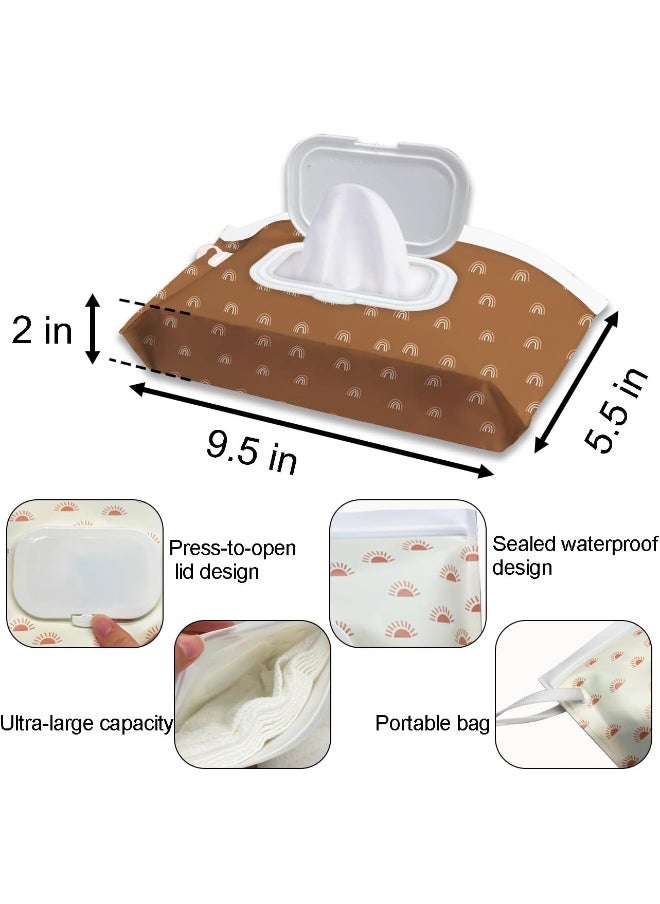 lethooly 3 Pack Baby Wipes Dispenser, Baby Wipe Holder for Travel, Boho Wipes Container, Reusable Wet Wipes Pouch Portable refillable Wipe Holder for Travel  - Image 4