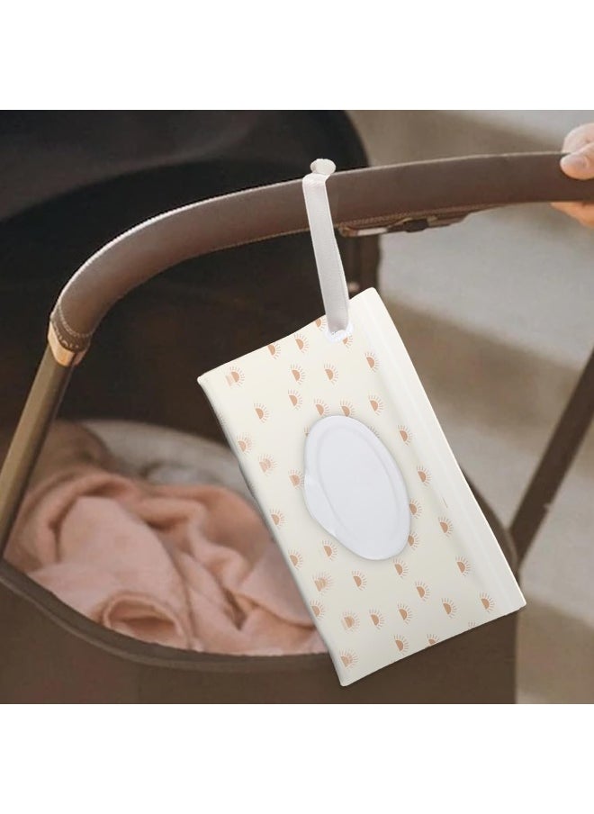 lethooly 3 Pack Baby Wipes Dispenser, Baby Wipe Holder for Travel, Boho Wipes Container, Reusable Wet Wipes Pouch Portable refillable Wipe Holder for Travel  - Image 5