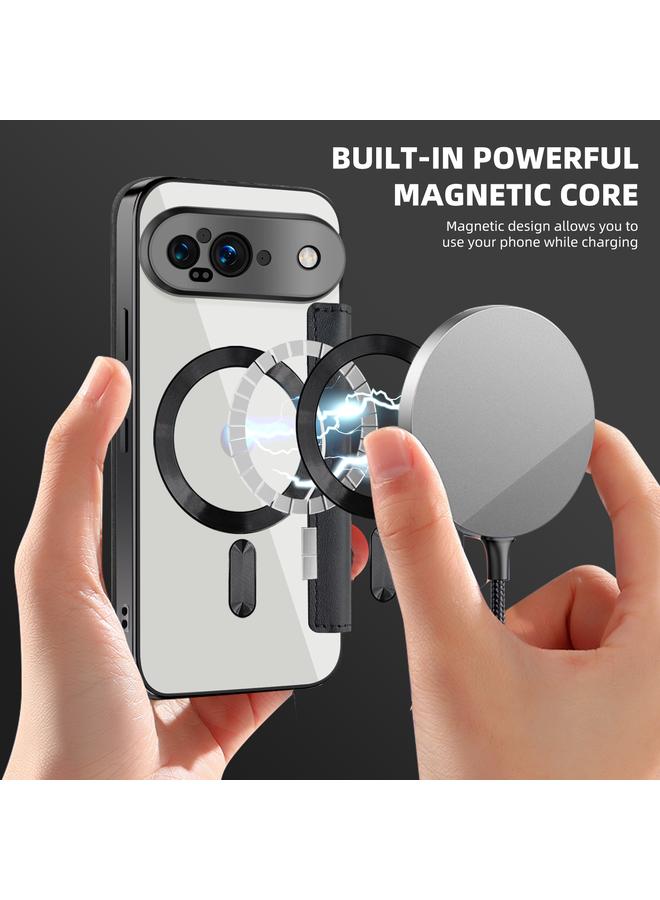 S-TOP Case For Google Pixel 9 Shield Magsafe RFID Anti-theft Rhombus Leather Phone Case - Image 4