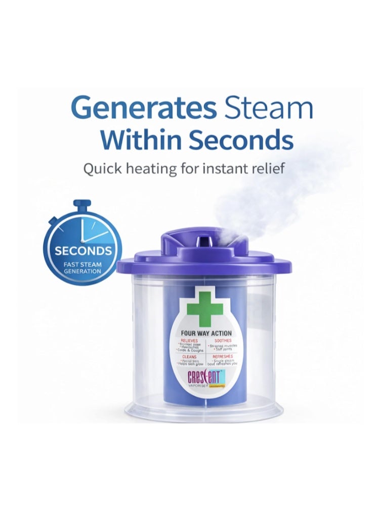 Crescent Cold & Cough Steamer Vaporizer with Light Indicator – Facial & Steam Inhaler - Image 3
