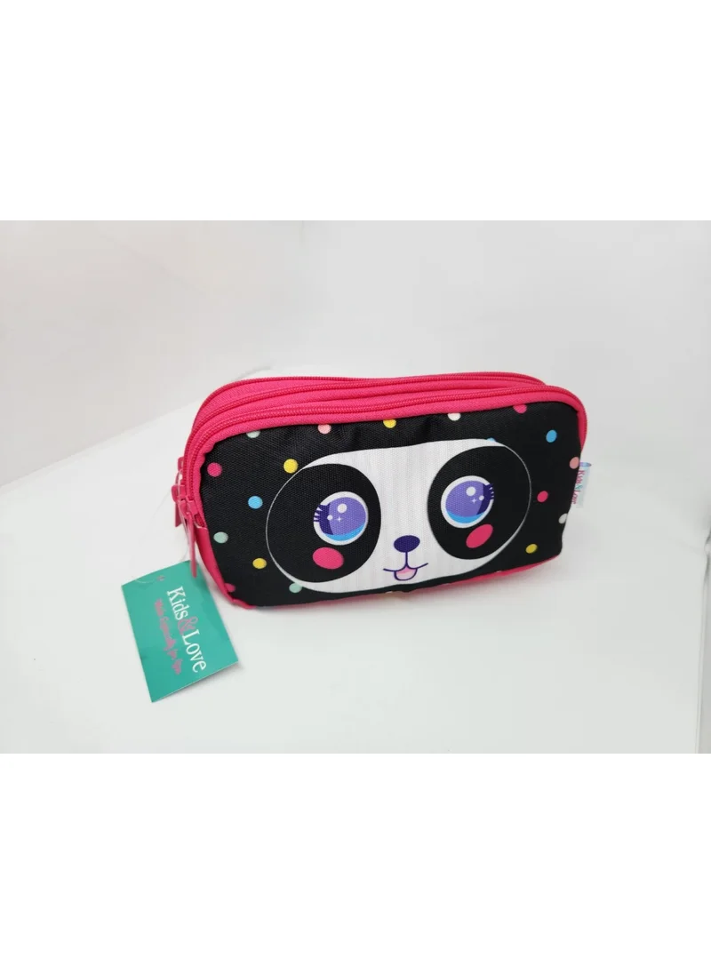 كاوكو Kids&love Cute Face Panda 3 Compartment Pencil Bag