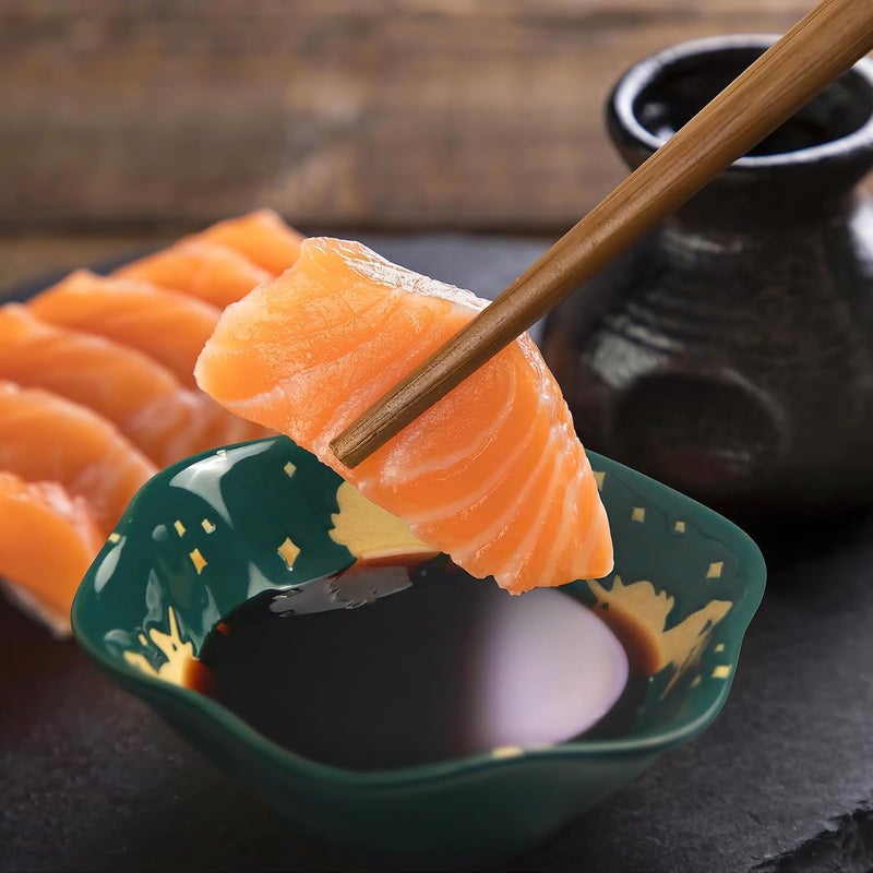 AYFDISHS 4 Inch Ceramic Dipping BowlsFlower Side Dishes Soy Sauce Dish for Sushi Appetizer PlatesServing Dish for Kitchen HomeSet of 4 Green - Image 3