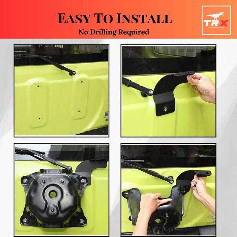 TRX AUTO Aluminum Bolt On Bracket & Flag Poles For Suzuki Jimny 2 Door & Suzuki Jimny 4 Door 2018 To 2025 | Bolt on, No Drilling required | tyre - Image 3