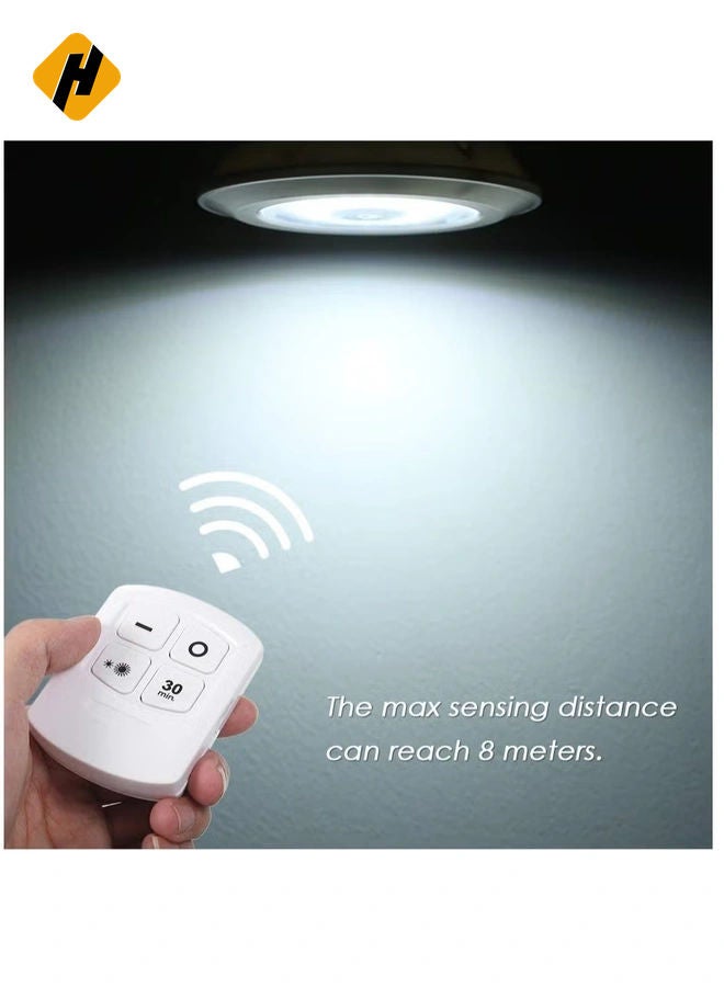 HuHa 1W COB LED Puck Light 6-Pack with Remote Control – Wireless, Dimmable, Touch Sensor, Brightness Adjustable Night Lamp for Cabinet and Wall Lighting, Battery Operated  - Image 2