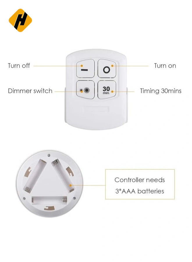 HuHa 1W COB LED Puck Light 6-Pack with Remote Control – Wireless, Dimmable, Touch Sensor, Brightness Adjustable Night Lamp for Cabinet and Wall Lighting, Battery Operated  - Image 3