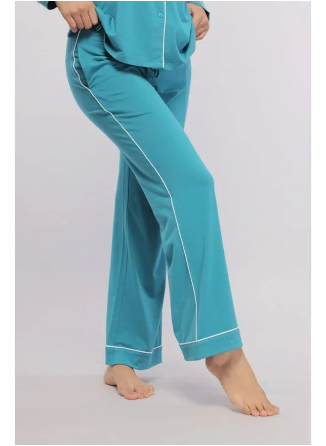 NeceSera Teal Pajamas with White Piping