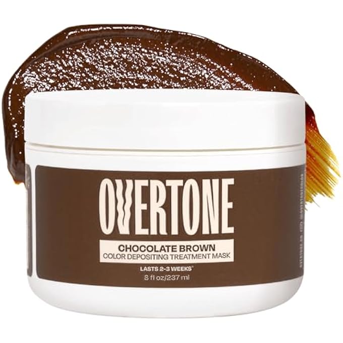 OVERTONE HAIRCARE COLOR DEPOSITING CONDITIONER - 8 OZ SEMI PERMANENT HAIR COLOR WITH SHEA BUTTER & COCONUT OIL - TEMPORARY HAIR COLOR DYE - VEGAN, CRUELTY-FREE - CHOCOLATE BROWN - Image 2