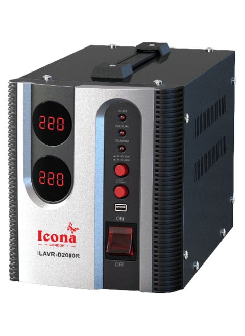 Icona 2000W Voltage Regulator with Transformer – Step Up/Down 110/120V to 220/240V, or 220/240V to 110/120V, Automatic Voltage Stabilizer, ICOPOWER Technology