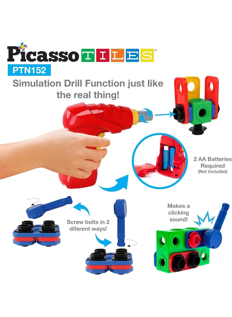 PicassoTiles مجموعة بناء هندسية من بيكاسو تايلز 152 قطعة | ألعاب STEM | مجموعة ألعاب تعليمية | كتل تكديس | تعزز مهارات حل المشكلات والمهارات الحركية الدقيقة | تحسن التنسيق والإبداع | هدية للأطفال والرضع | مجموعة بناء لتطوير عقل الطفل - Image 4