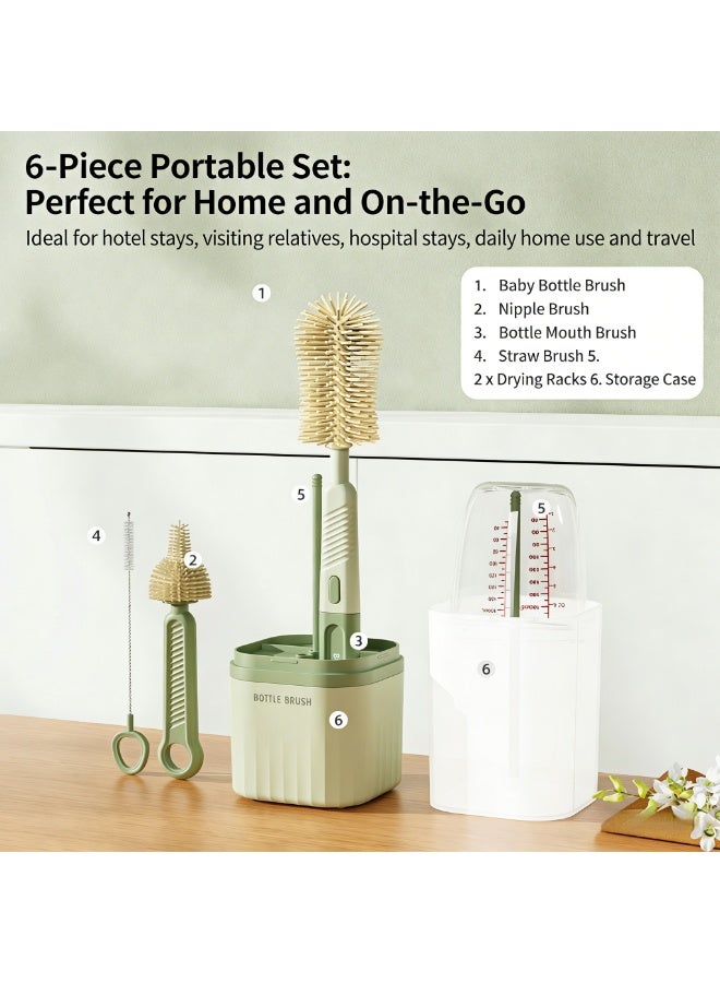 CESETH 4-In-1 Baby Bottle Cleaning Brush Set With Drying Rack, Silicone Bottle & Nipple Brushes, Bpa-Free Bottle Cleaner Kit With Storage Stand, Dishwasher Safe - Image 2