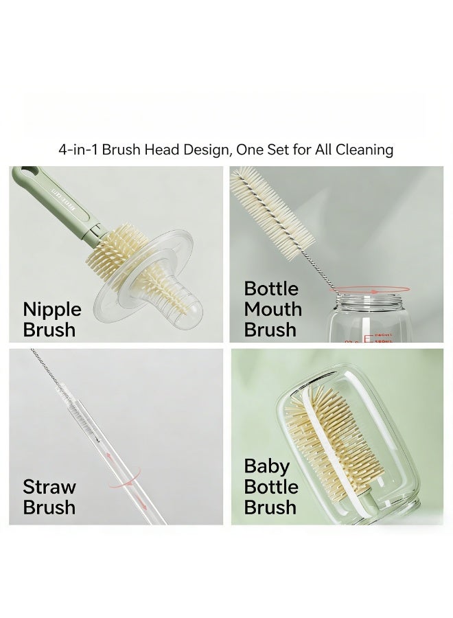 CESETH 4-In-1 Baby Bottle Cleaning Brush Set With Drying Rack, Silicone Bottle & Nipple Brushes, Bpa-Free Bottle Cleaner Kit With Storage Stand, Dishwasher Safe - Image 3