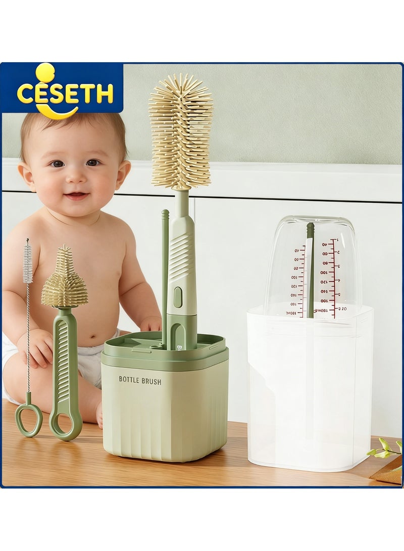 CESETH 4-In-1 Baby Bottle Cleaning Brush Set With Drying Rack, Silicone Bottle & Nipple Brushes, Bpa-Free Bottle Cleaner Kit With Storage Stand, Dishwasher Safe - Image 1