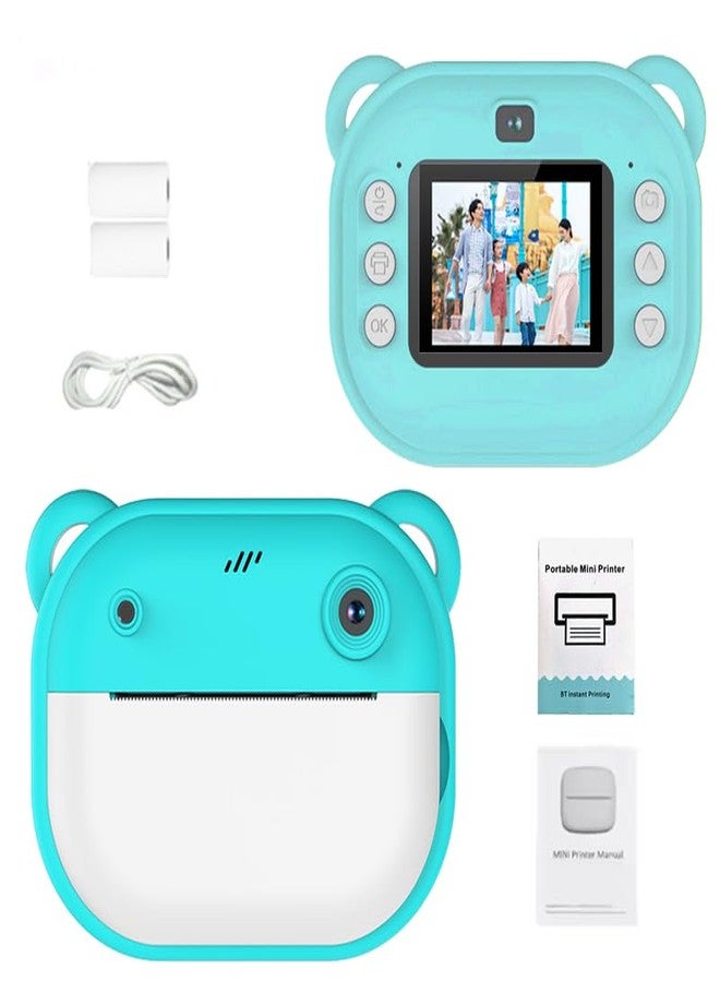 VeeDee Instant Print Camera for Kids, Christmas Birthday Gifts for Girls Boys, Digital Camera with 1080P Videos, Portable Instant Camera Printer Toy for 6+ Years Old Kids (Green) - Image 1