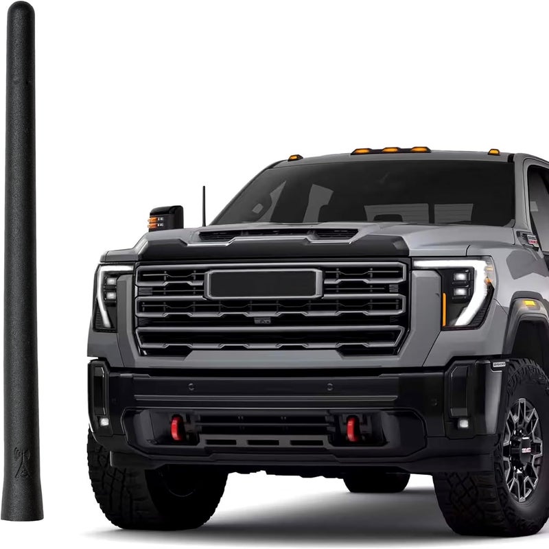 AntennaMastsRus - الأصلية 6 3/4 بوصة متوافقة مع GMC Sierra 2500 (2020-2021) - هوائي مطاطي قصير مقاوم لغسيل السيارات - استقبال مضمون - هندسة ألمانية - ملف نحاسي داخلي خالي من الإضافات الضارة - Image 1