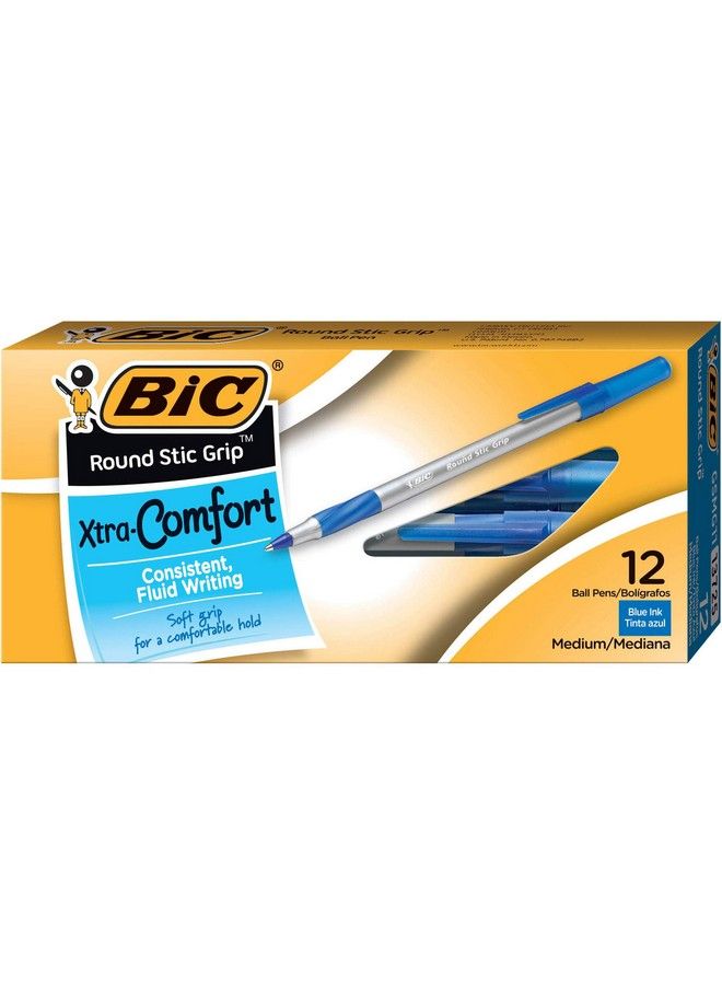 Bic : Ultra Round Stic Grip Pen Blue Inkmedium 1.2 Mm : Sold As 2 Packs Of 12 / Total Of 24 Each  - Image 2