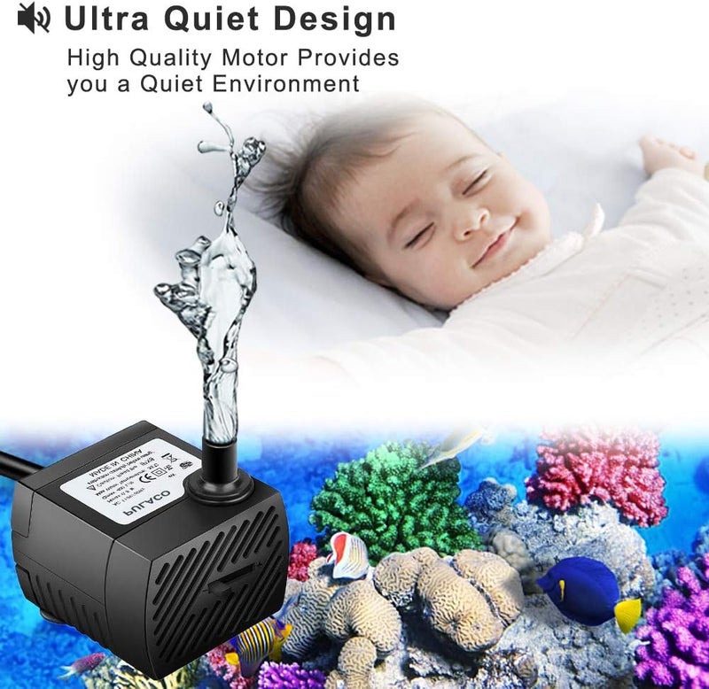 PULACO 2Pcs Mini Submersible Water Pump (95GPH 5W) for Aquarium Fish Tank, Pond, Fountain, Hydroponics - Image 2