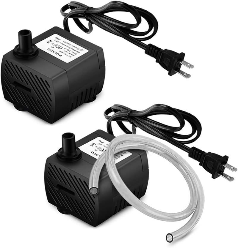 PULACO 2Pcs Mini Submersible Water Pump (95GPH 5W) for Aquarium Fish Tank, Pond, Fountain, Hydroponics - Image 1