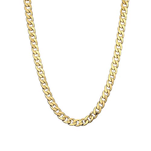 Sanglarst Gold Chain Necklace, 22 Inch Golden Ultra Luxury Looking Feeling Real Solid 14K Gold plated Curb Fake Neck Chain for Party Dancing (Gold 1CM) - Image 1