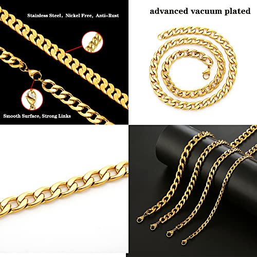 Sanglarst Gold Chain Necklace, 22 Inch Golden Ultra Luxury Looking Feeling Real Solid 14K Gold plated Curb Fake Neck Chain for Party Dancing (Gold 1CM) - Image 2