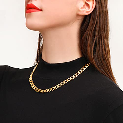 Sanglarst Gold Chain Necklace, 22 Inch Golden Ultra Luxury Looking Feeling Real Solid 14K Gold plated Curb Fake Neck Chain for Party Dancing (Gold 1CM) - Image 4