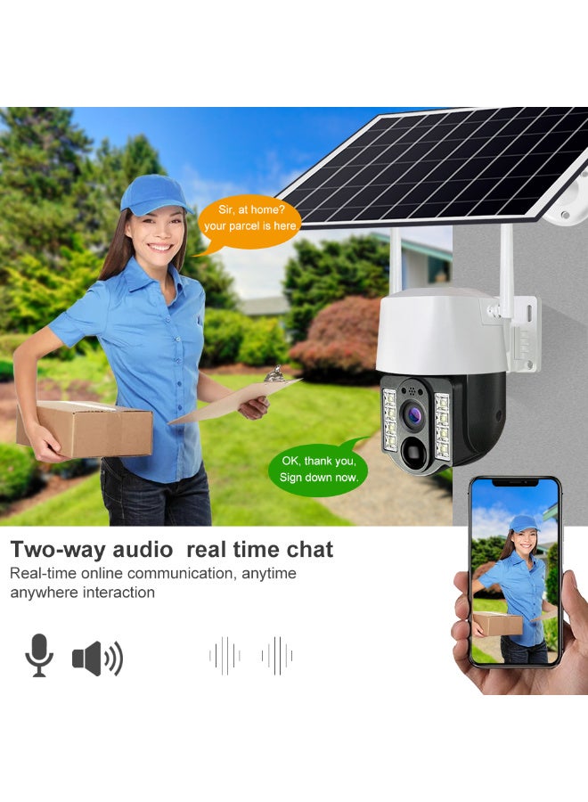 كاميرا المراقبة الشمسية واي فاي ، في الهواء الطلق مقاومة للماء اتجاهين صوتي ، الكشف عن الحركة ، 1080P HD - Image 2