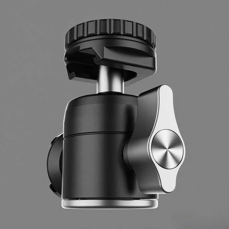U-60 Full Metal Mini Ballhead with Dual Cold Shoes Extension Microphone Mounting 360 Degrees Panoramic Ball Head Max Loading 10KG Vlog Video Shooting Accessories Compatible with DSLR Cameras - Image 4