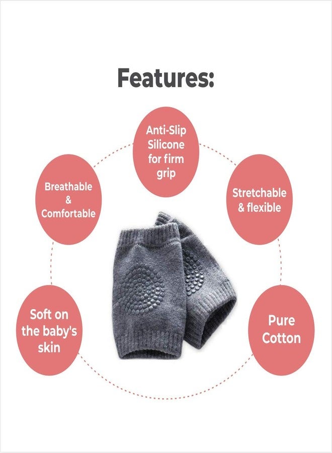 CUTEABLY™Baby Knee Pads for Crawling, Anti-Slip Padded Stretchable Elastic Cotton Soft Breathable Comfortable Knee Cap Elbow Safety Protector (Multicolour)-Pack of 2 - Image 2