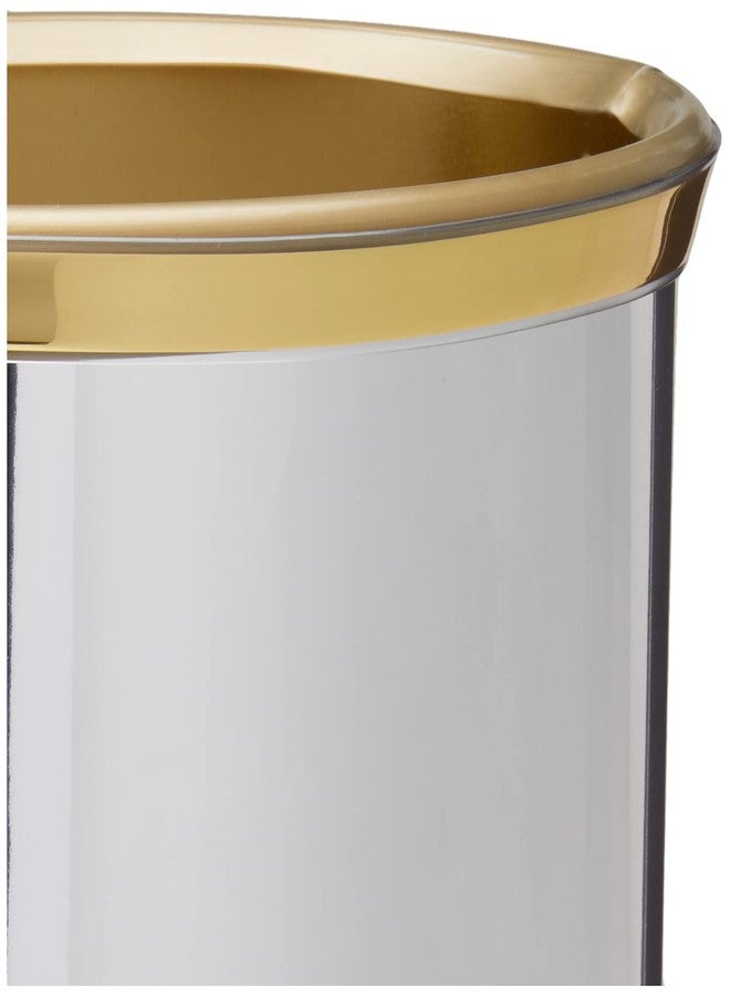 Kraftware Mylar Polished Chrome/Brass Waste Basket with 3/4-Inch Polished Brass Band and Gold Bumper - Image 3