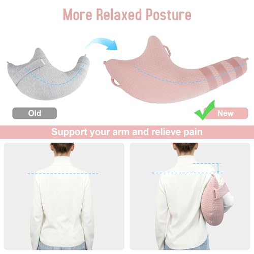 RoamReady Rotator Cuff Pillow, Removable Shoulder Support Pillow for Frozen Shoulder Relief, Post Arm Surgery Recovery Supplies, Broken Arm Cushion for Pain Relief and Side Sleeping, Pink - Image 3