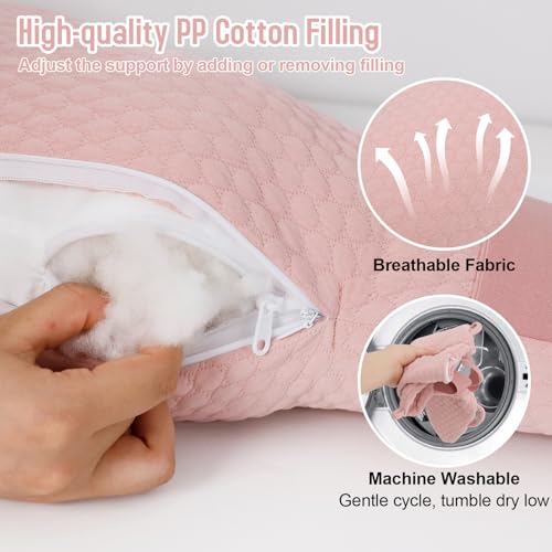 RoamReady Rotator Cuff Pillow, Removable Shoulder Support Pillow for Frozen Shoulder Relief, Post Arm Surgery Recovery Supplies, Broken Arm Cushion for Pain Relief and Side Sleeping, Pink - Image 5