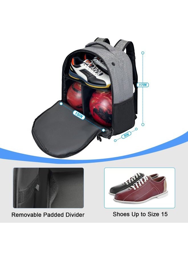 DAFISKY Bowling Ball Bag 2 Ball Bowling Backpack Fit Single or Two Balls with Shoe Compartment & Portective Foam Holder,Fits Shoes Up to Us Size 16 - Image 3