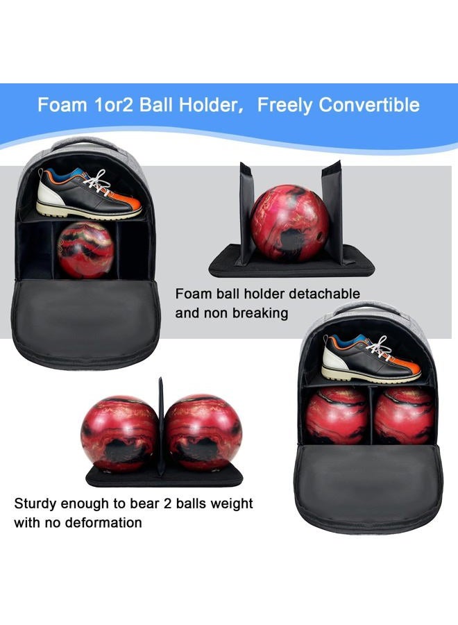 DAFISKY Bowling Ball Bag 2 Ball Bowling Backpack Fit Single or Two Balls with Shoe Compartment & Portective Foam Holder,Fits Shoes Up to Us Size 16 - Image 2