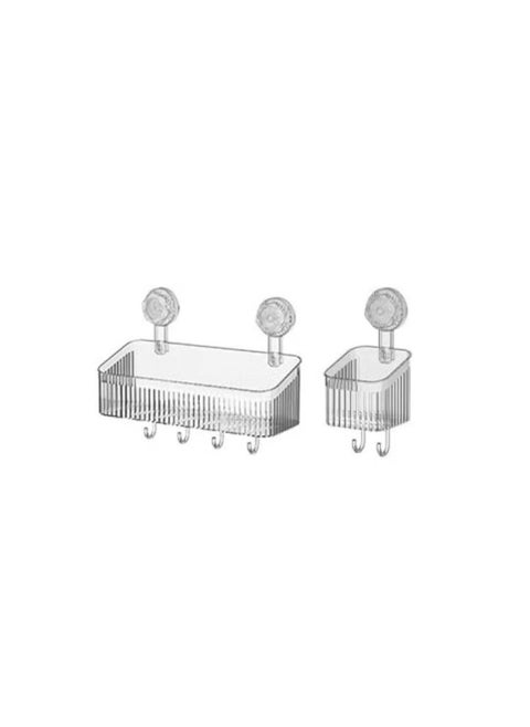 Shower Caddy, 2Pack No Drilling Bathroom Organizers and Storage Racks, Large Capacity Shower Organizer with Suction Cups, Removable Shower Shelves and Hooks for Kitchen, Wall Mounted,Clear